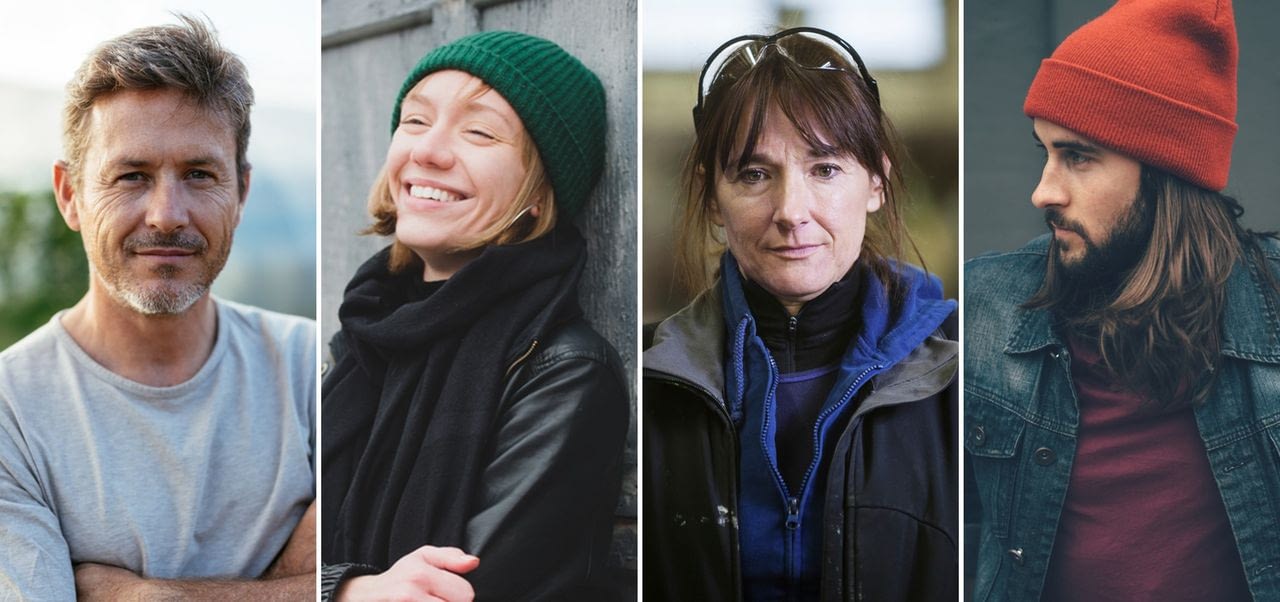 Verschiedene Portraits zweier Männer und Frauen