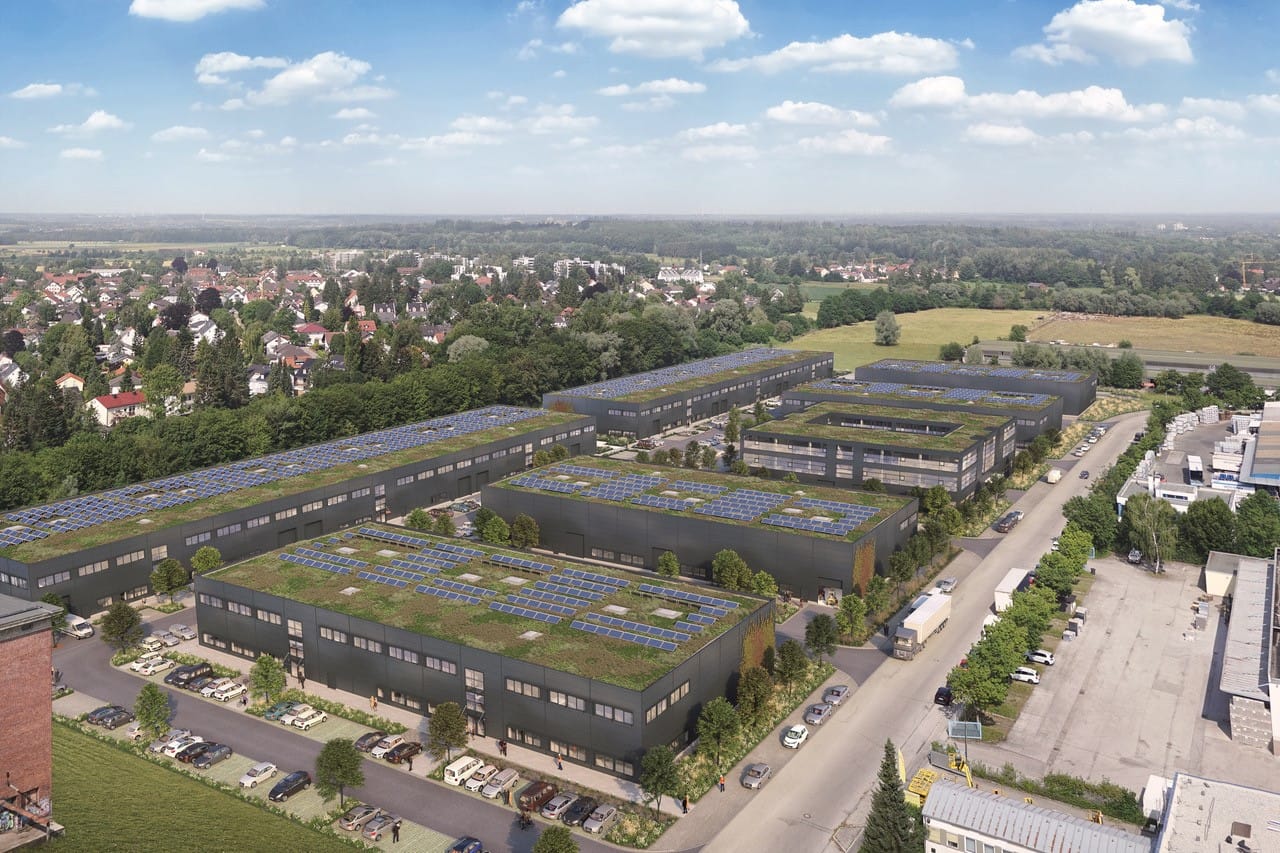 Visualisierung des Aurelis UnternehmerParks in München-Aubing