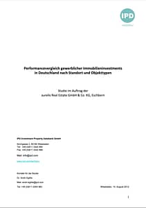 Titelblatt der Studie Performancevergleich gewerblicher Immobilieninvestments in Deutschland nach Standort und Objekttypen