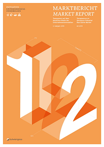 Titelseite des Marktbericht 12 des 2. Halbjahrs 2019 der Initiative Unternehmensimmobilien
