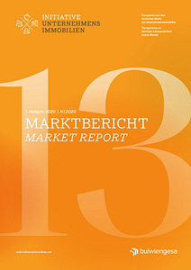 Titelseite des Marktbericht 13 des 1. Halbjahrs 2020 der Initiative Unternehmensimmobilien