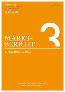 Titelseite des Marktbericht 3 des 1. Halbjahrs 2015 der Initiative Unternehmensimmobilien