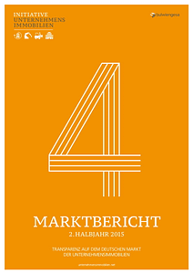 Titelseite des Marktbericht 4 des 2. Halbjahrs 2015 der Initiative Unternehmensimmobilien