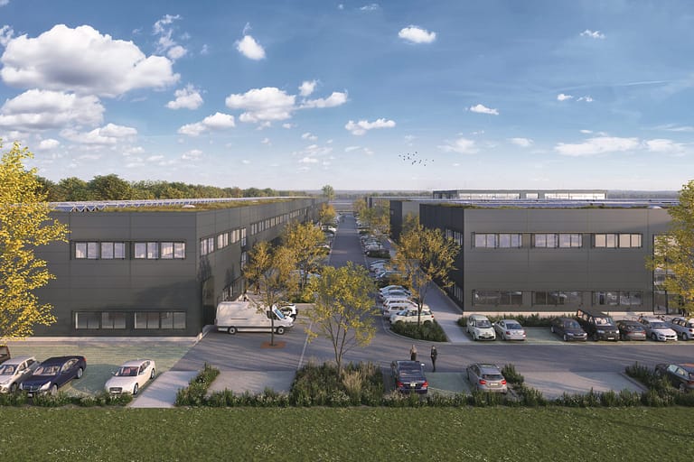 Visualisierung des UnternehmerParks Rupert-Bodner Straße München