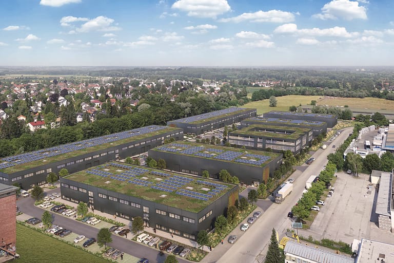Visualisierung des UnternehmerParks Rupert-Bodner Straße München